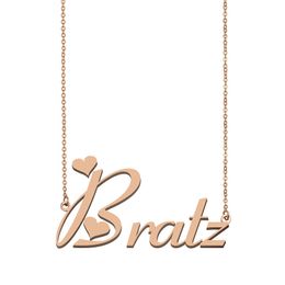 Bratz aangepaste naam ketting gepersonaliseerde hanger voor mannen jongens verjaardagscadeau beste vrienden sieraden 18k vergulde roestvrijstalen hanger