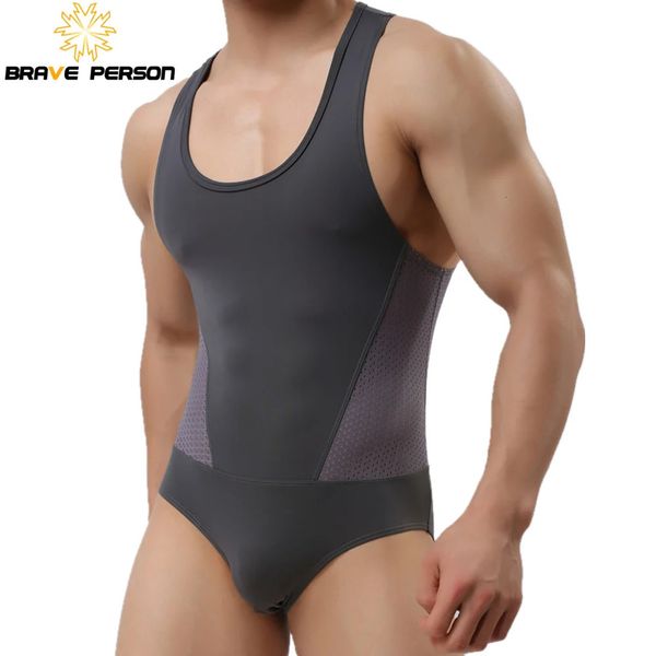 Brave personne Body hommes haute élasticité Shapers hommes justaucorps mince correcteur musculation hommes Singlet sous-vêtements 240112