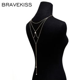 BraveKiss Pearl Hanger Tassel Back Chain Ketting Mode-sieraden Accessoires voor Dames Boho Daily / Party BPN1268