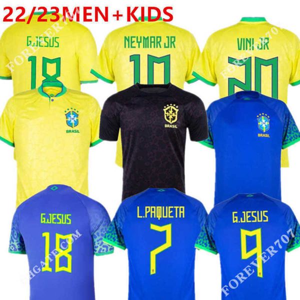 Brasil Jersey Black 2024 Brasils Vini Jr.Jerseys de fútbol Casemiro 23 24 New Brasils Equipo Nacional G.Jesus P.Coutinho Away Men Kids Kit L.Paqueta T.Sia Pele