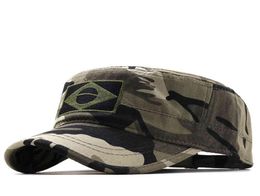 Brésil Marines Corps Cap chapeaux militaires Camouflage Flat Top Hat Men Coton Hhat Brésil Navy Broidered Camo5355140