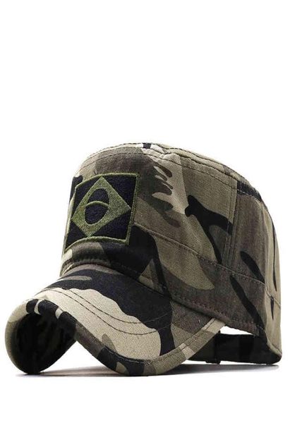 Brésil Marines Corps CAP chapeaux militaires Camouflage Plat Top Hat Men Coton Hhat Brésil Navy Broidered Camo3897016