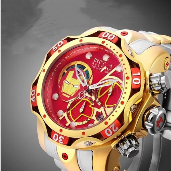 Brasil rojo Reloj de hombre de goma Masculino Reloj de hombre Relojes de cuarzo Hombres invi ta Relojes de pulsera militares de negocios huecos Reloj masculino a1 gif323E