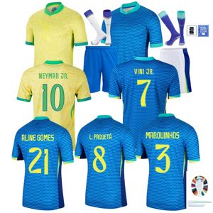 Brésil Soccer Jersey 2024 Copa America Cup Neymar Vini Jr Kid Kit Kit 2025 Brésil National Team Football Shirt 24/25 Home Away Player Version Rodrygo Martinelli
