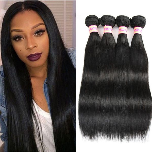 Brazilain Straight Human Hair Bundles Natural Black 10-30 pouces Extensions de cheveux humains bon marché 1/3/4 Bundles Vendors Wholesale Hair