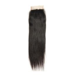 Brasileño 100% cabello humano 4X4 Cierre de encaje Parte libre Cabello virgen indio peruano Recto sedoso 10-24 pulgadas