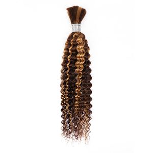 Braziliaanse 100% menselijke haarextensies P4/27 Piano Color Deep Wave Hair Bulks 16-24inch 1 stuk/Lot Peruaanse Maleisische haarproducten