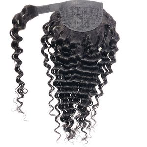 Brésilien 100% Human Hair Magic Tape Tie en queue de cheval profonde 8-24 pouces Péruvien Indian Malaysian 70-100G Boucle à crochet