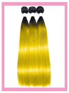 Brésilien 1b jaune Ombre Couleur Straight Body Wave 3 Bundles Shine 1yylow trois pièces Extensions de cheveux 828Inch9569317