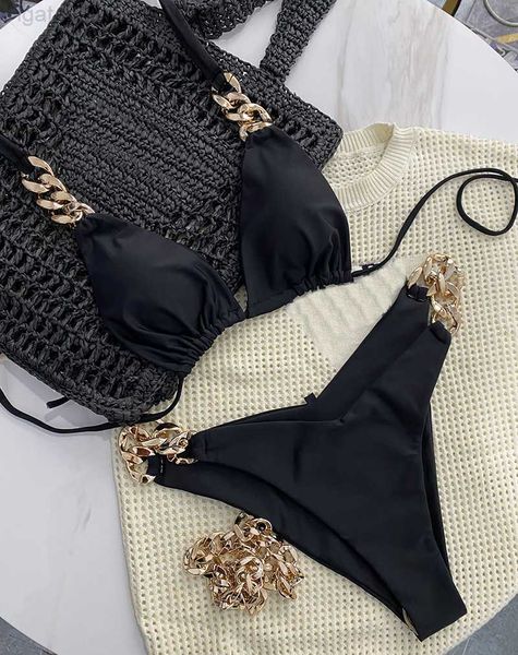 Conjunto de bikini brasileño de 2 piezas, traje de baño de diseñador de cadena, bikini Sexy para mujer 2023, traje de baño Push Up, traje de baño de playa XL, Maillot de bain femme Biquinis BAA2