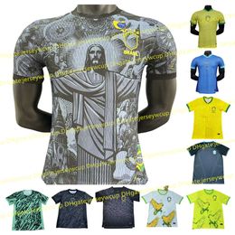 Brasileño 2024 Brasils Jersey de fútbol 2025 Copa América Neymar Vini Jr Camisa de fútbol del equipo nacional 24 25 Versión del jugador en casa Rodrygo Martinelli Maillot Foot