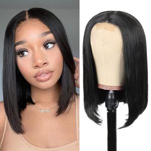 Brésilien 2X6 Dentelle Fermeture Bob Perruque Soyeuse Droite 10-16 pouces 100% Produits de Cheveux Humains Couleur Naturelle