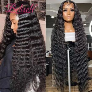 Braziliaanse 30 inches 13x4 Loose Deep Wave Wig 360 Lace frontale pruiken vooraf geplukte transparante HD -kant voorpruiken Deep Wave Synthetische sluitingspruik