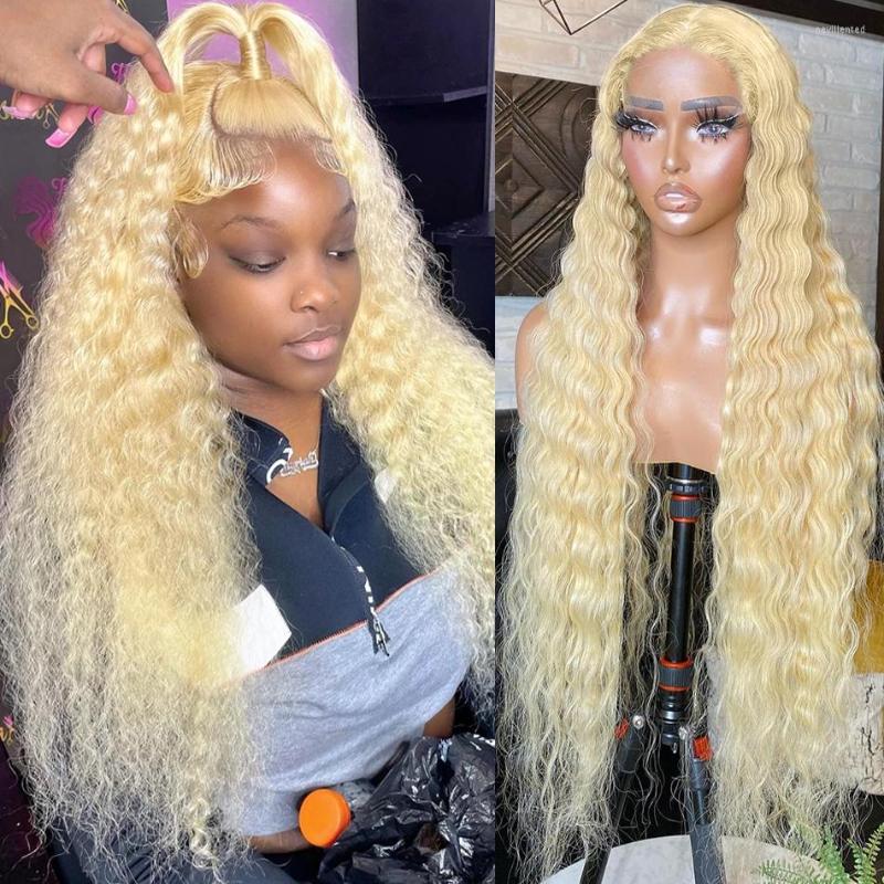 Brazilian 613 Blonde Deep Wave Frontal Wigs 13x4 Lace Wig Colored Front Curly Human Hair For Women