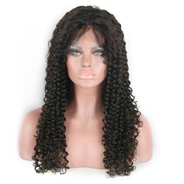 Braziliaanse Afro Kinky Curly Menselijk Haar Pruiken # 1B Natuurlijke Zwart 130% Swiss Lace Front Pruiken 10 "-30" Goedkope Lijmloze Pruik voor zwarte vrouwen