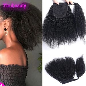 Brasileño Afro Kinky Curly Magic Sticker Cola de caballo Cabello 10-24 pulgadas Color natural Extensiones de cabello Cola de caballo