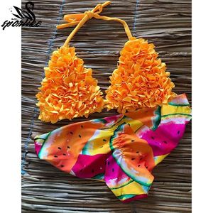 Brésilien Biquini Mujer Tow Pieces Bikini Set 2019 Sexy Maillots De Bain Femmes Maillot De Bain Halter Maillots De Bain Beach Wear Swim Print