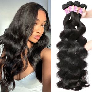 Braziliaanse Body Wave 100% Weave Natuurlijke Kleur 3 4 Bundels Deal Raw Virgin Human Hair Extensions voor Vrouwen 30