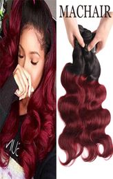 Cheveux brésiliens en vrac de vague de corps pour tresser 1b 99J bordeaux Ombre Remy tissage de cheveux humains 4 paquets brésiliens vierges Hair8180266