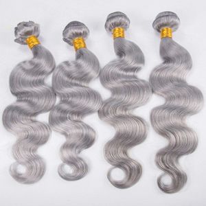 Body Wave Bundles Virgin Silver Grey Hair Weave Cheveux gris tisse 100% Trame de cheveux vierges humains pour les femmes noires