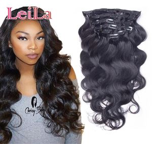 Clip brésilien de vague de corps dans les extensions de cheveux 70120g tissages de cheveux humains non transformés 7 pièces ensemble tête complète 3983809