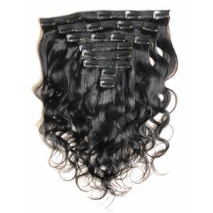 Braziliaanse bodygolfclip in menselijke haarextensies 8 pc's/set natuurlijke kleurenclips Ins 8-22 inch 120 gram