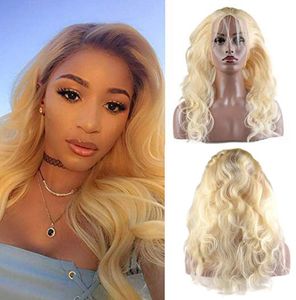 Brasileño Body Wave Human Hair 613 Blonde Wigs Pre Robled 360 Lace Frontal con cabello para bebés 150 Densidad Línea de cabello natural1565647