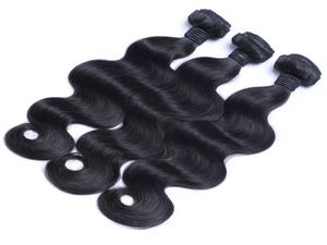 Braziliaanse Body Wave Menselijk Maagdelijk Haar Weeft Natuurlijke Zwarte Kleur Dubbele Inslagen 3 Stuksslot Volledige Hoofd Remy Hair Extensions Kan Geverfd worden 3555145