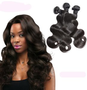 Brasileño Body Wave Human Virgin Weaves Double Wefts Natural Black Color 80gpc 3pcslot se puede teñir el cabello remy blanqueado exten6554754