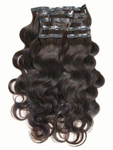 Braziliaanse body wave naadloze injectie onzichtbare clip in human hair extensions 8 stks/set natuurlijke kleur clip ins remy haar 12-26 inch 120g