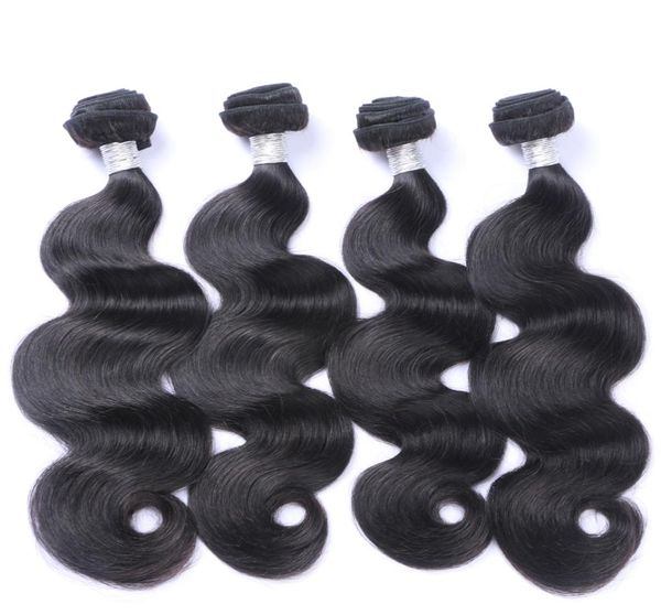 Tissage de cheveux brésiliens vierges ondulés, extensions de cheveux humains non transformés, brésiliens, péruviens, malaisiens, indiens, cambodgiens, 4 lots9525923