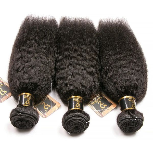 Mèches brésiliennes naturelles crépues et lisses, cheveux Yaki originaux 8a, couleur naturelle épaisse, 240110, en vente