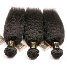 Mèches brésiliennes Yaki naturelles non-remy lisses, cheveux crépus lisses 8a, couleur naturelle, épais, lots de 1/3/4, en vente