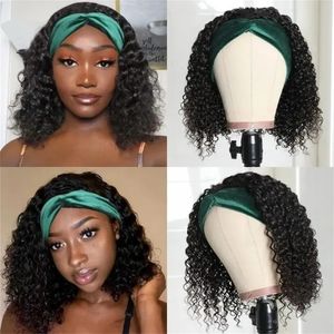 Braziliaanse krullende Bob -hoofdbandpruiken Glueless volledige machine gemaakt Remy 150% dichtheid menselijk haar voor zwarte vrouwen