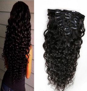 Clip rizado brasileño en extensiones 100 g brasileño profundo para el cabello rizado Ins 7pcs/lot6800524