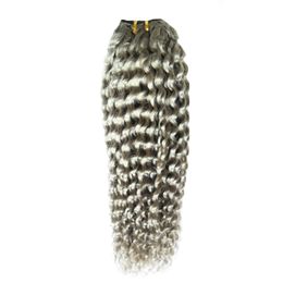 Extensions de cheveux brésiliens bouclés "10-26" pouces 100% cheveux humains armure faisceaux 1 pièces couleur gris Extensions de cheveux Non Remy