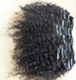 Clip de trame de cheveux bouclés brésiliens en boucles crépues tisse des extensions humaines de couleur noire naturelle non transformées peuvent être teintes 1piece8605795