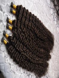 Brésilien Deep Curly Hair I Tip Hair Extensions 300Gstrands Kératine Stick I Tip Brésilien Prébond Bond Extensions de cheveux humains3909883
