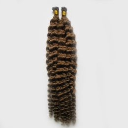 Braziliaanse diepe krullende keratine stick tip haarextensions nagel ik tip menselijke haarextensies 1 g 100s onverwerkte maagdelijk Braziliaans haar