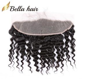Brésilien Deep Wave 13x4 Oreear Lace Frôture frontal Frontal with Baby Hair Prépaillé Extensions de cheveux humains Bella Products 2158908