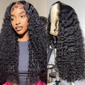 Brazilian Deep Wave Curly Frontal Wig 13x6 13x4 Transparent Lace Front Human Hair Wigs For Women Closure