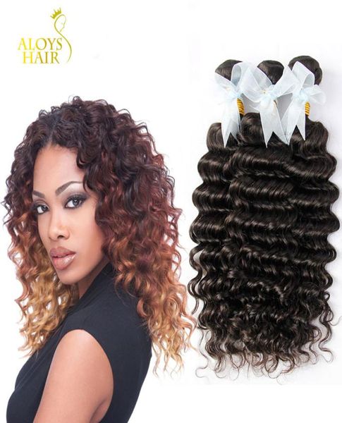 El cabello rizado brasileño de onda profunda teje paquetes Extensiones de cabello humano rizado profundo peruano malasio indio mongol sin procesar Nat7122028