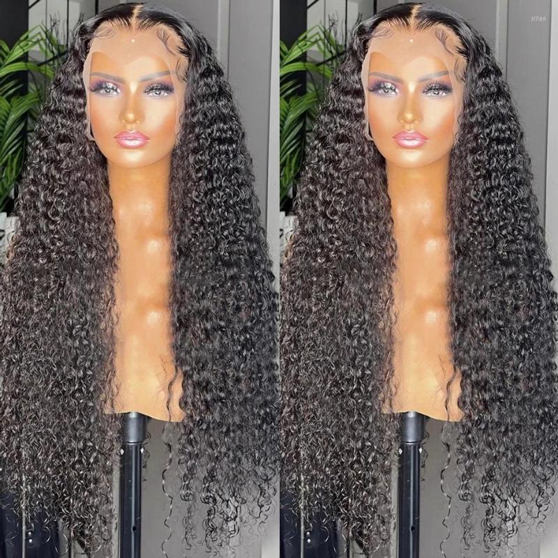 Perruques frontales brésiliennes à vague profonde pour femmes 13x4 Lace Front Human Hair Curly Woman PrePlucked Hairline Wig