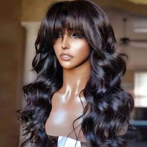 Vigrine brésilienne Vigrin Wigs de cheveux humains sans glue avec des cheveux bébé ondulé pour les femmes noires