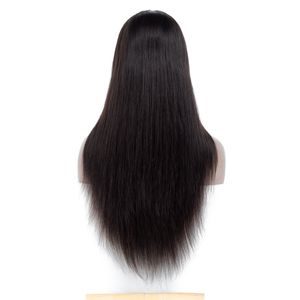 Perruque brésilienne pleine dentelle couleur naturelle 100% cheveux humains 16-30 pouces perruques partie libre