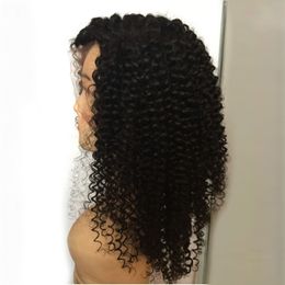 Braziliaanse volledige kant pruiken voor zwarte vrouwen 150% dichtheid kinky krullend menselijk haar pruiken met natuurlijke haarlijn, gratis DHL