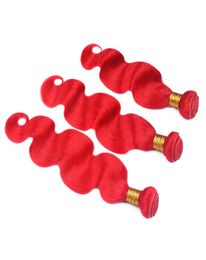 Cheveux brésiliens 3bundles rouge vif extensions extensions onde du corps rouge coloré de cheveux du paquet de cheveux humains office corpore