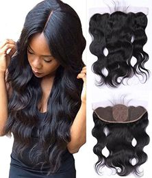 Braziliaans haar Body Wave Kant Frontale Sluiting Zijde Basis Top 13x4 Kant Frontale Human Hair Extensions Met Baby Haar9917617