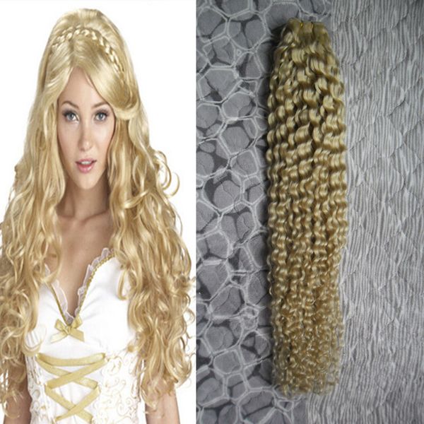 Armure de cheveux brésiliens paquets Extensions de cheveux humains crépus bouclés 1 PC 613 paquets blonds brésilien bouclés armure Extensions de cheveux humains