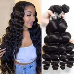 Braziliaans haar weven bundels losse golf 1 3 4 bundels deal raw maagd maagdelijk Human Hair Extensions Tissage 28 30 inch los diep